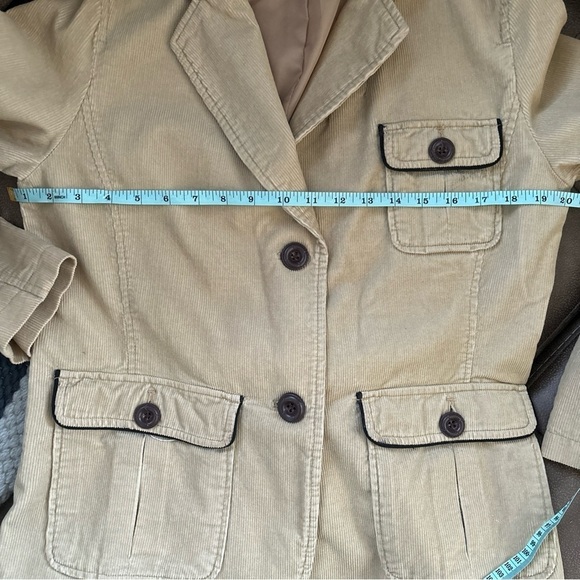 MERONA  LADIES CORDORY CAMEL BLAZER CHOCOLATE BROWN WOOD BUTTONS   SIZE MED VTG - Picture 14 of 16